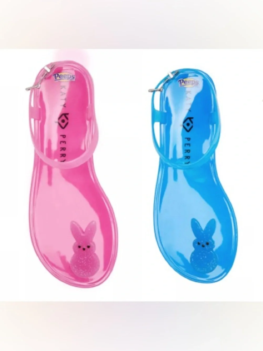 NEW KATY PERRY x PEEPS Pink Jelly Sandals with Bunny Design - Picture 5 of 12